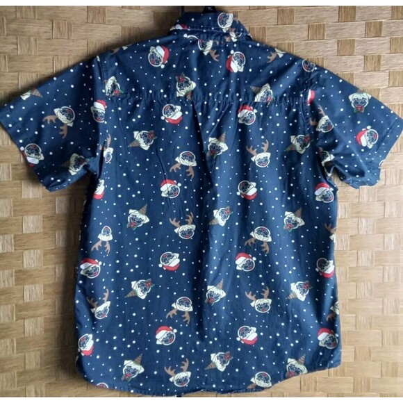 2 Rugby University Men's Shirt's Button Size S/M Santa Dogs/Skull Flag Prints. - Picture 9 of 15